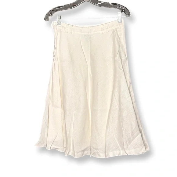 Ralph Lauren Winter White A Line Linen Skirt Sz 2P - Picture 2 of 6